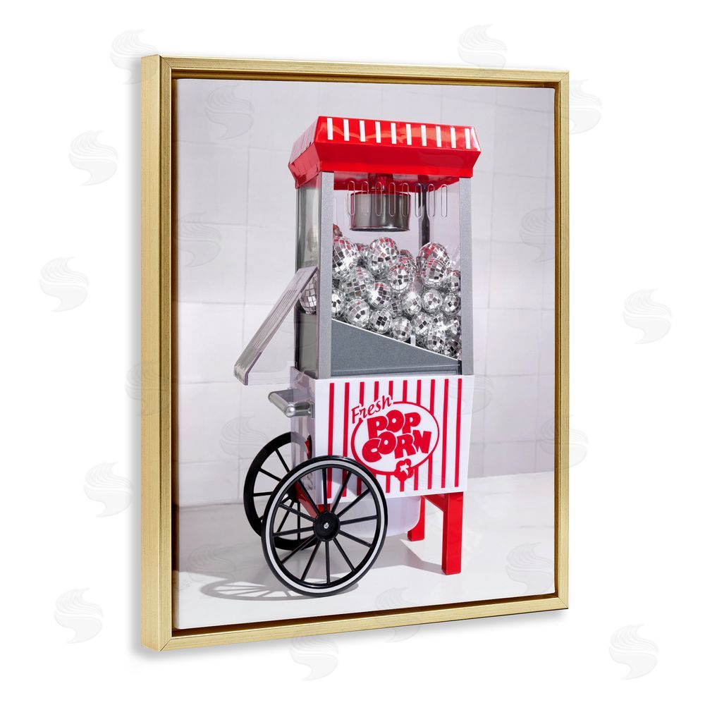 LISH Creative Fun Disco Popcorn Machine Gold Floating Framed Canvas Wall Art
