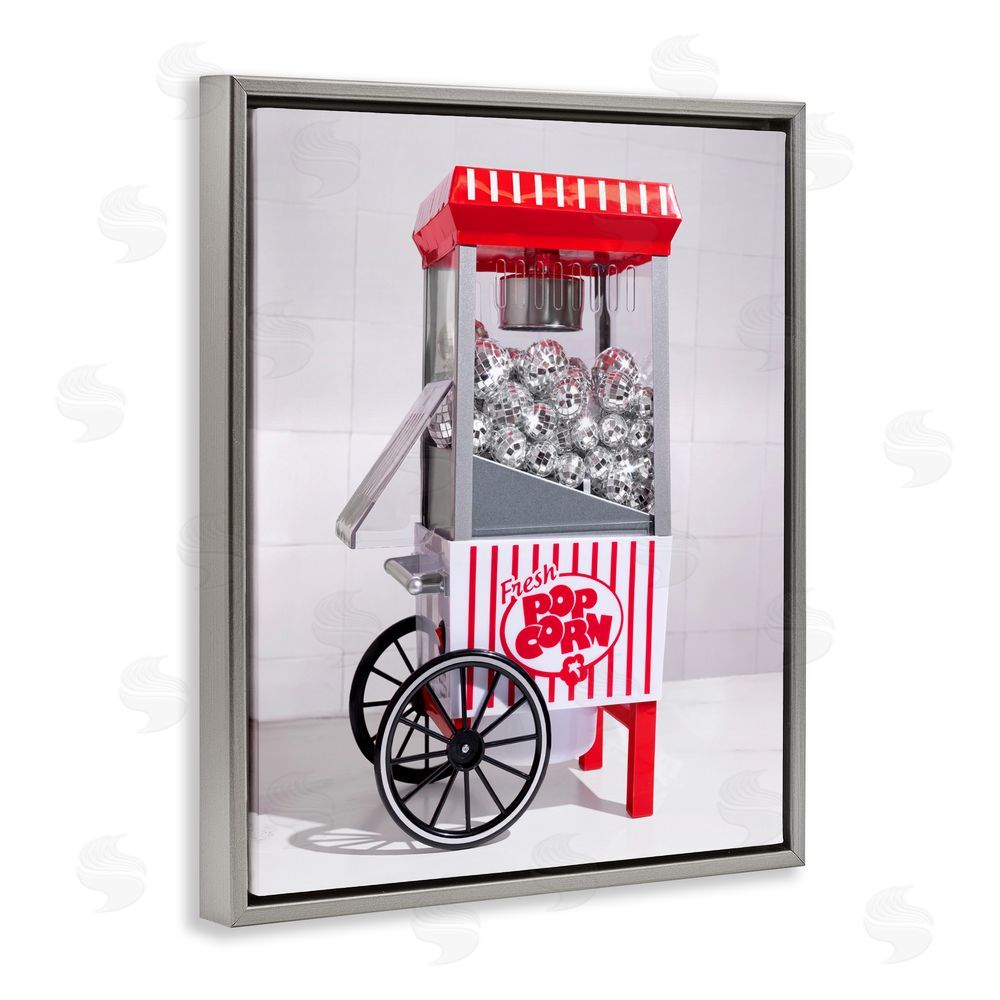 LISH Creative Fun Disco Popcorn Machine Gray Floating Framed Canvas Wall Art