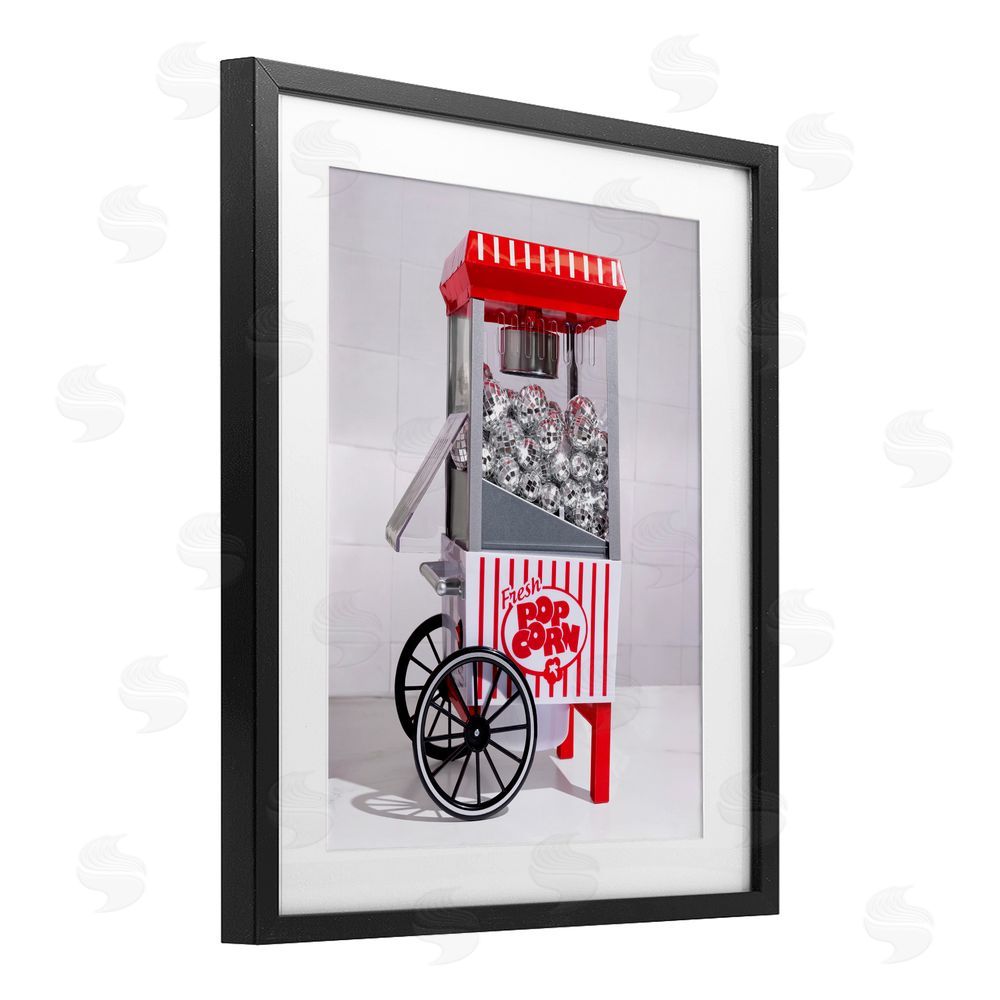 LISH Creative Fun Disco Popcorn Machine Black Framed Print Under Glass Wall Art