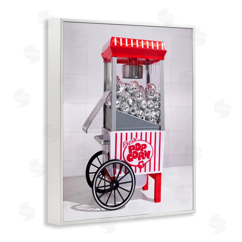 LISH Creative Fun Disco Popcorn Machine White Framed Giclee Wall Art