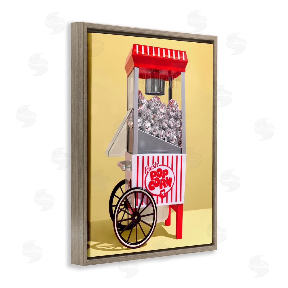 LISH Creative Disco Popcorn over Yellow Brown Floating Frame Canvas Wall Art Print
