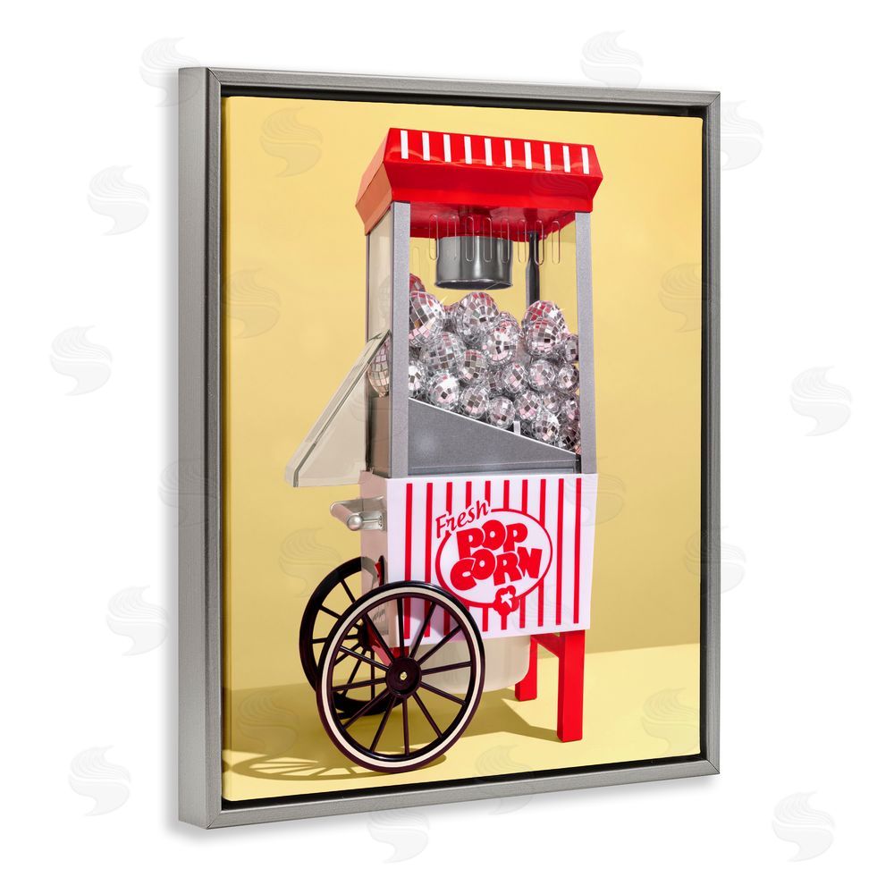 LISH Creative Disco Popcorn over Yellow Gray Floating Frame Canvas Wall Art Print