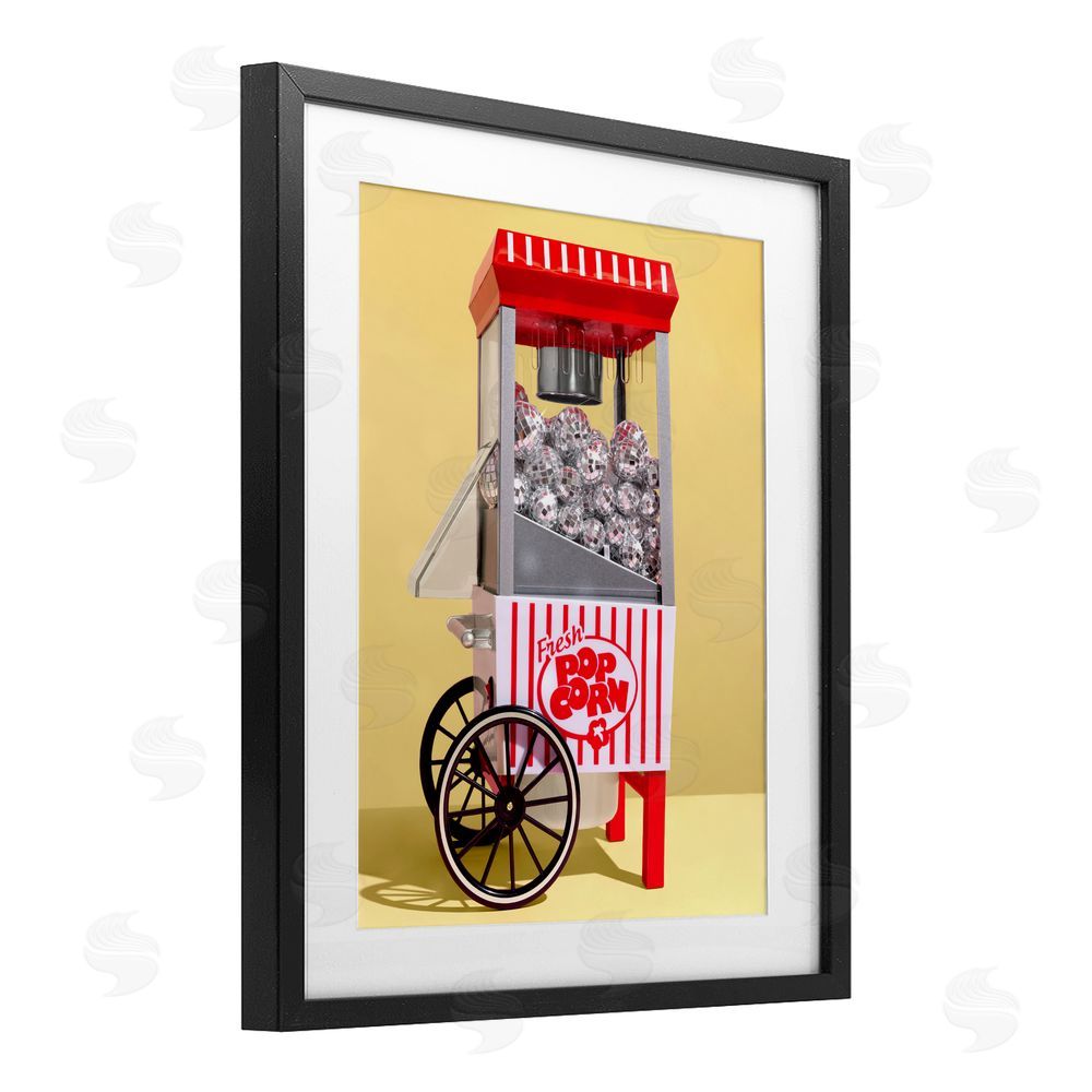 LISH Creative Disco Popcorn over Yellow Black Framed Print Under Glass Wall Art