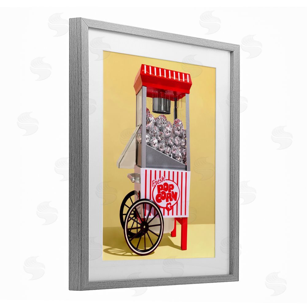 LISH Creative Disco Popcorn over Yellow Gray Framed Print Under Glass Wall Art