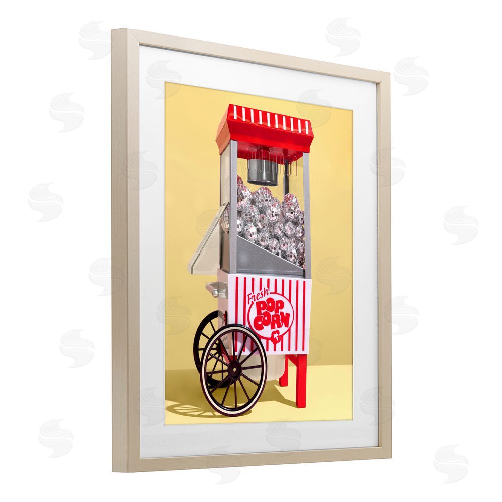 LISH Creative Disco Popcorn over Yellow Brown Framed Print Under Glass Wall Art