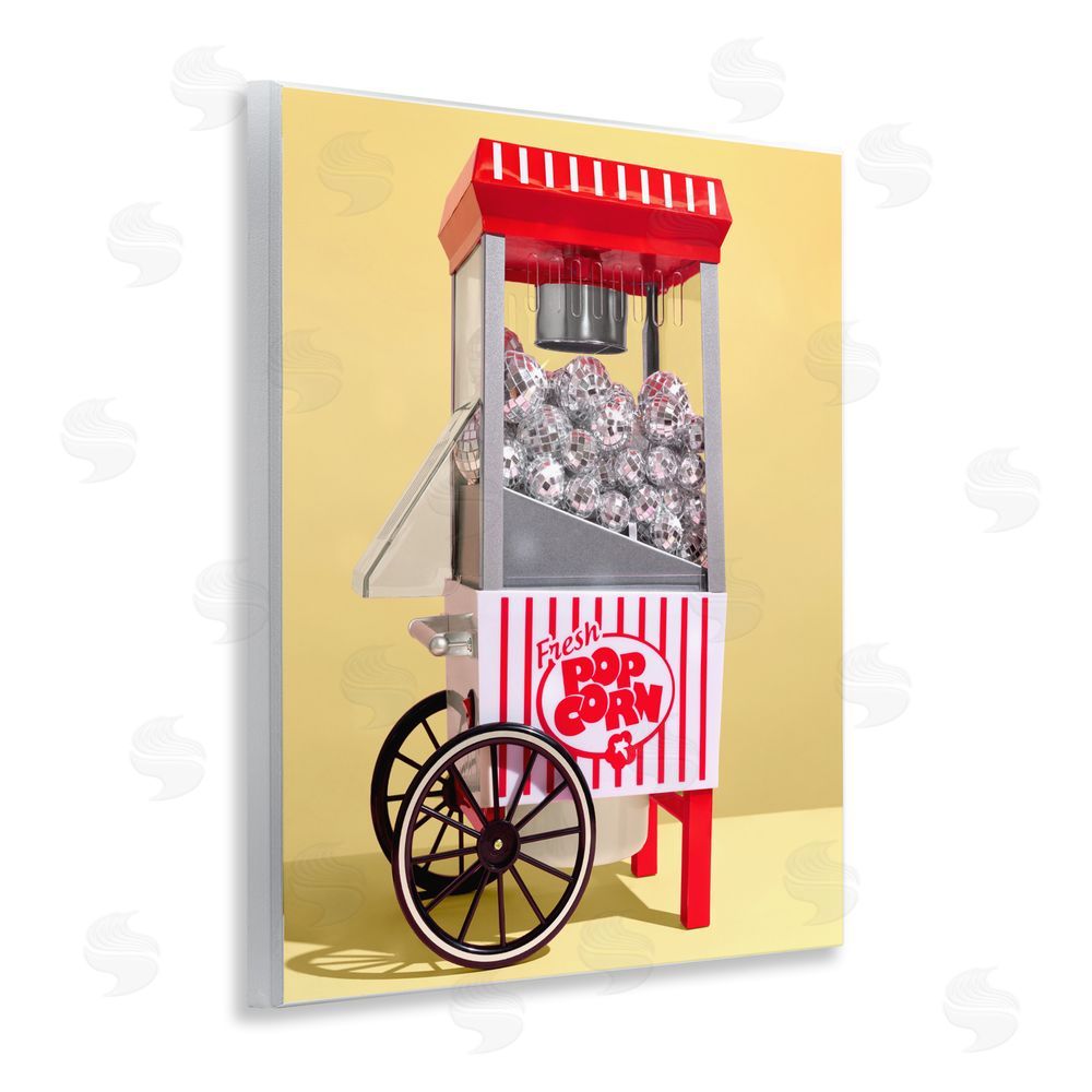 LISH Creative Disco Popcorn over Yellow Wall Plaque with Fixed Lithograph Print