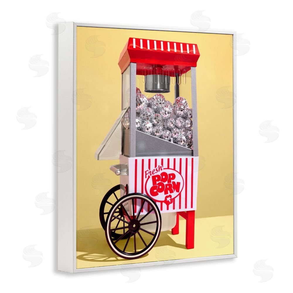 LISH Creative Disco Popcorn over Yellow White Framed Giclee Wall Art Print