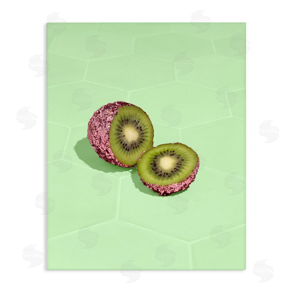 LISH Creative Green Glimmer Kiwi Stretched Canvas Wall Art