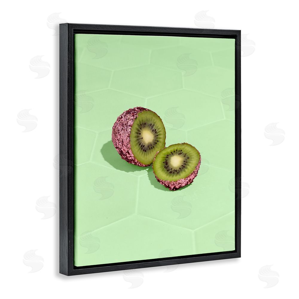 LISH Creative Green Glimmer Kiwi Black Floating Framed Canvas Wall Art