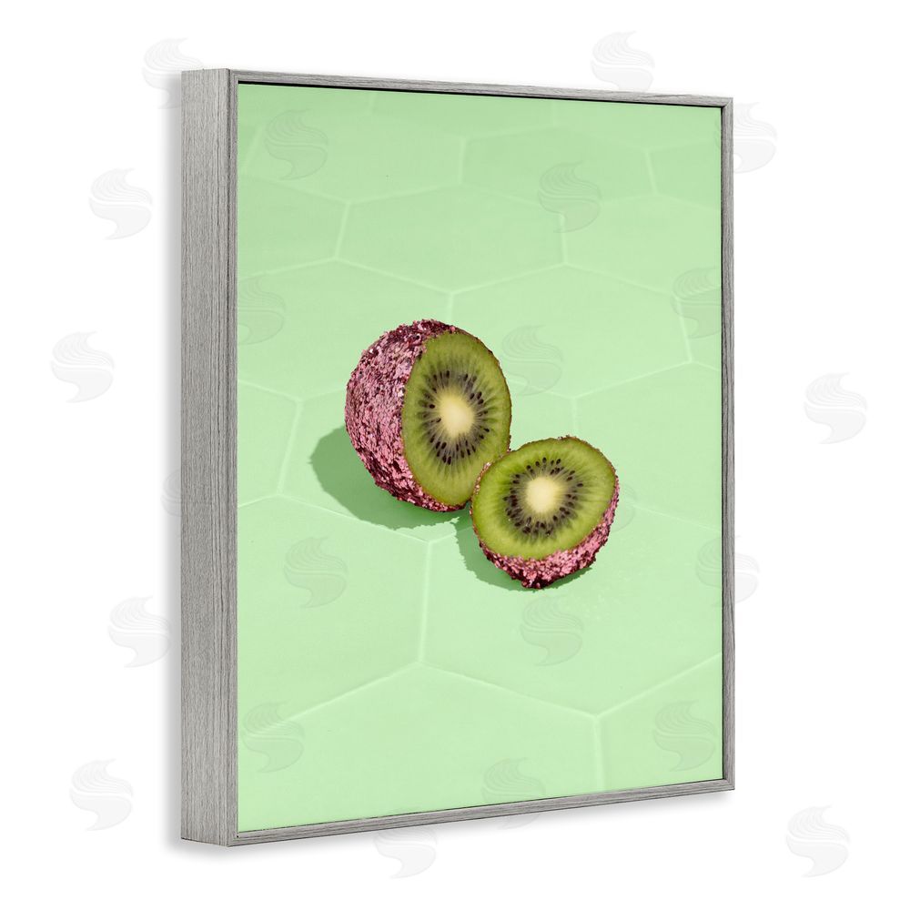 LISH Creative Green Glimmer Kiwi Gray Framed Giclee Wall Art