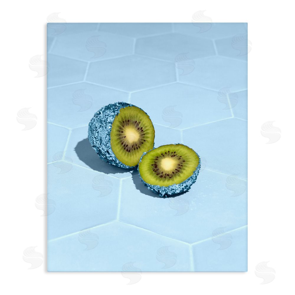 LISH Creative Blue Glimmer Kiwi Stretched Canvas Wall Art Print