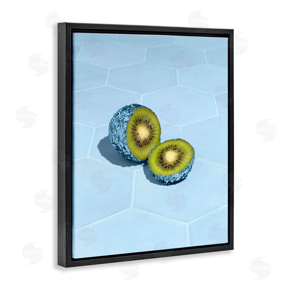 LISH Creative Blue Glimmer Kiwi Black Floating Frame Stretched Canvas Wall Art Print