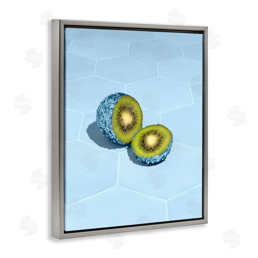 LISH Creative Blue Glimmer Kiwi Gray Floating Frame Stretched Canvas Wall Art Print