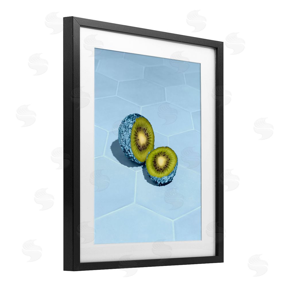 LISH Creative Blue Glimmer Kiwi Black Framed Print Under Glass with Matting Wall Art