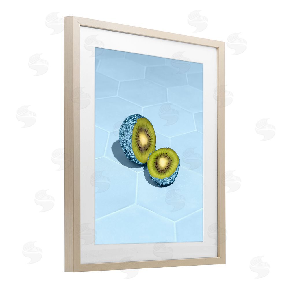LISH Creative Blue Glimmer Kiwi Brown Framed Print Under Glass with Matting Wall Art