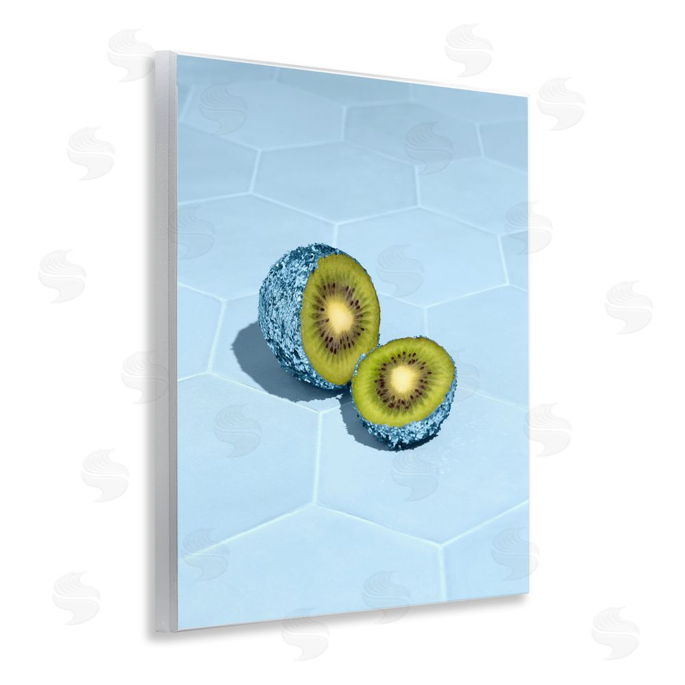 LISH Creative Blue Glimmer Kiwi Wall Plaque Art Print with White Foil Wrap