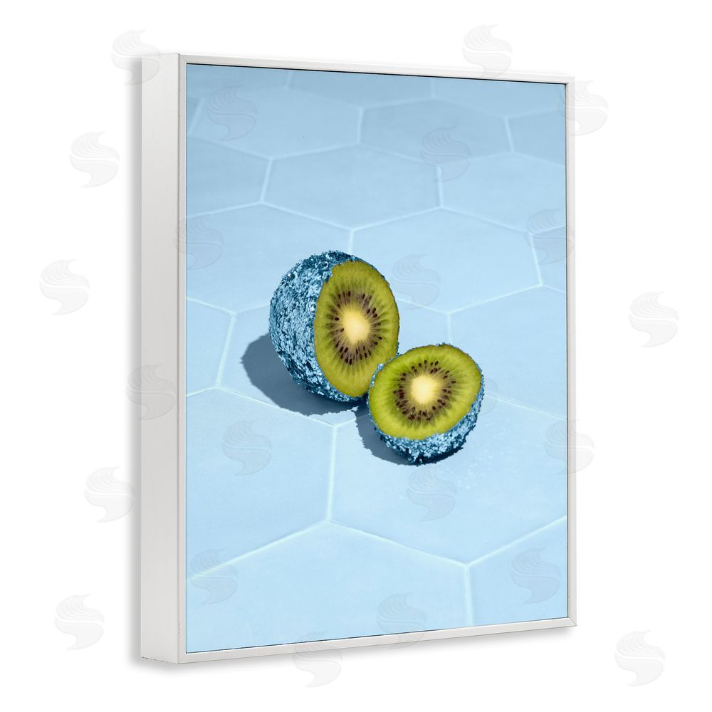 LISH Creative Blue Glimmer Kiwi White Framed Giclee Wall Art Print