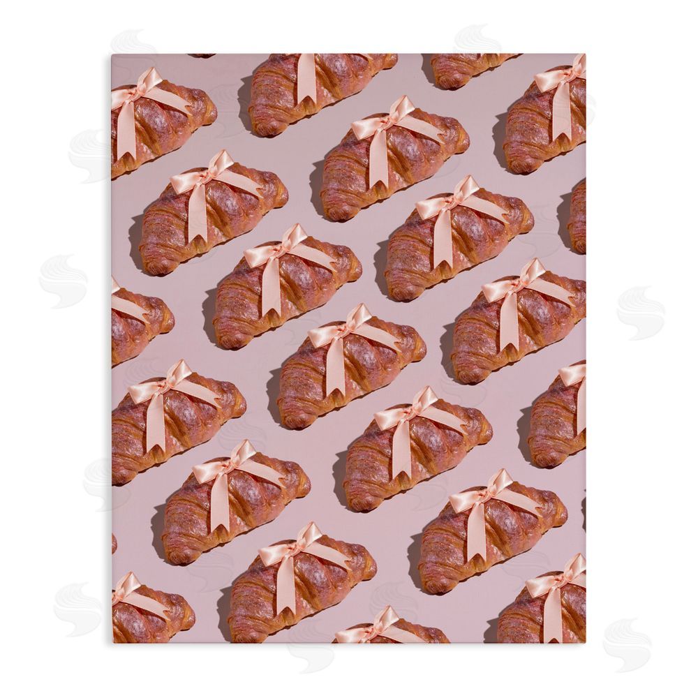 LISH Creative Croissants with Ribbons Pattern Stretched Canvas Wall Art
