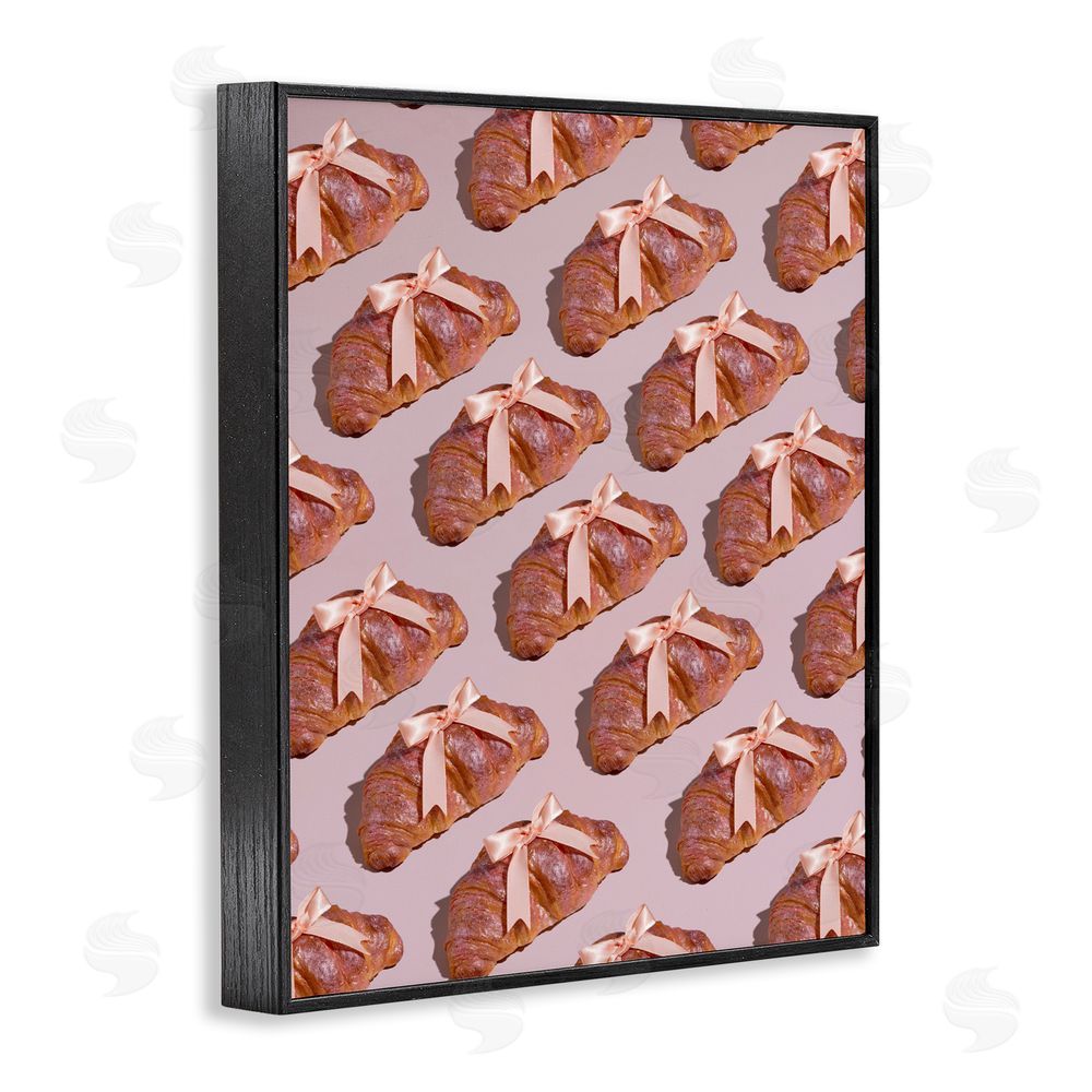 LISH Creative Croissants with Ribbons Pattern Black Framed Giclee Wall Art Print