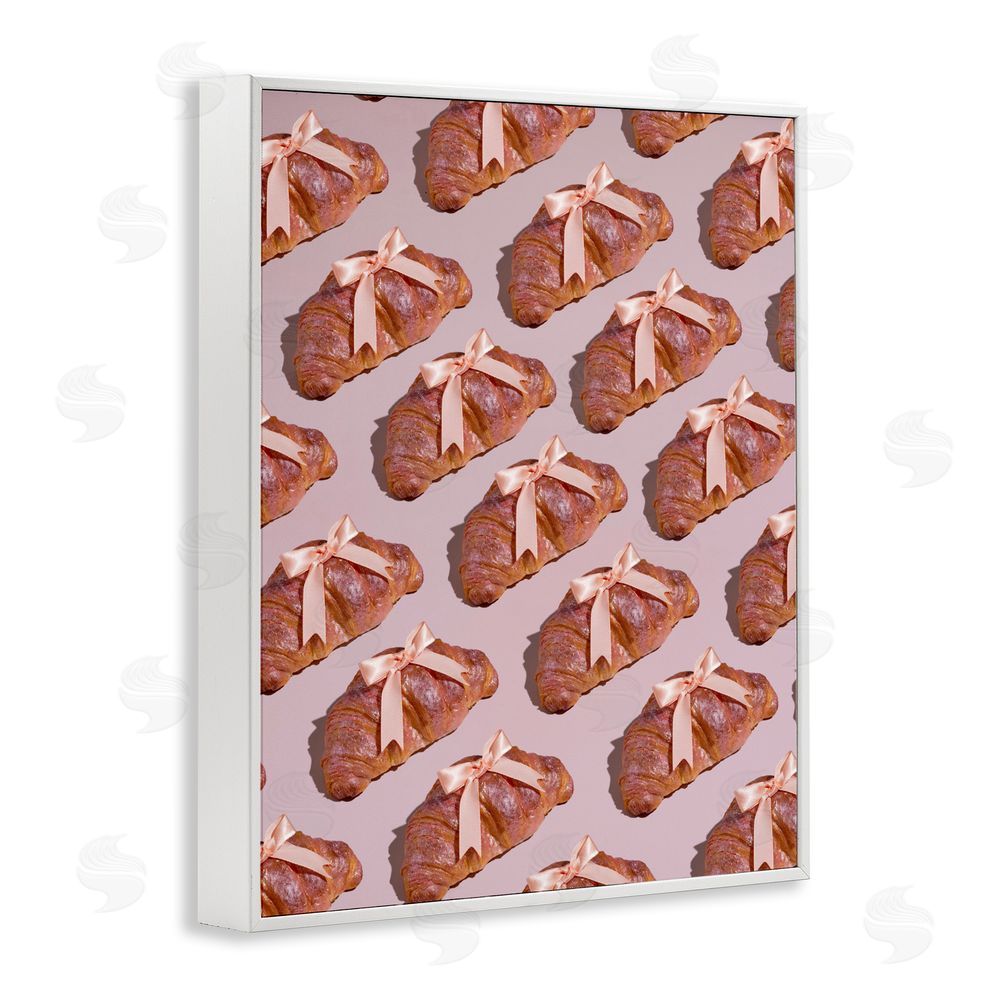 LISH Creative Croissants with Ribbons Pattern White Framed Giclee Wall Art Print