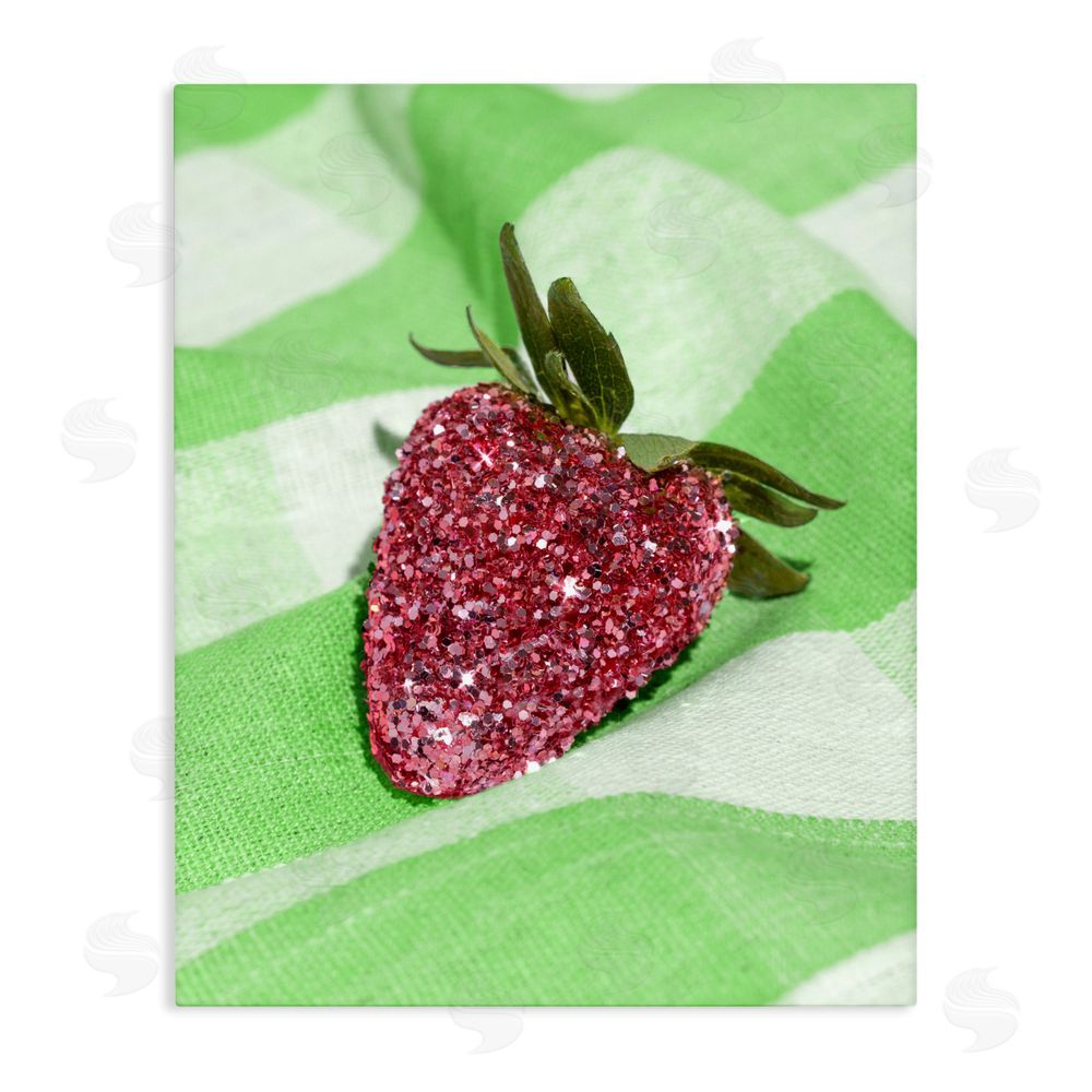 LISH Creative Glimmer Strawberry on Green Stretched Canvas Wall Art