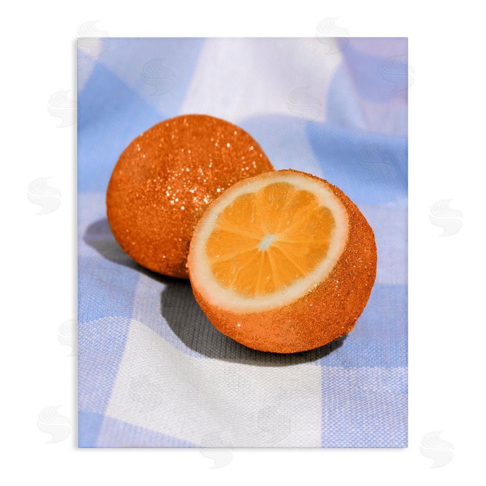 LISH Creative Glimmer Orange on Blue Stretched Canvas Wall Art