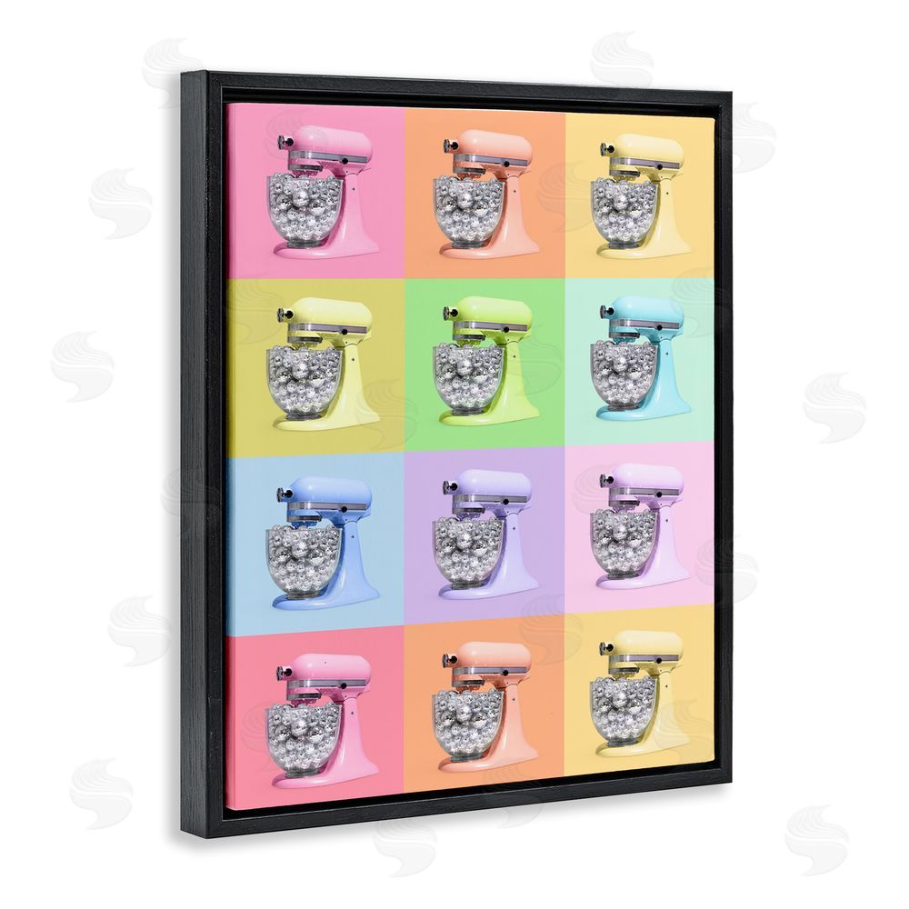 LISH Creative Disco Ball Kitchen Mixer Collage Black Floating Frame Canvas Wall Art Print