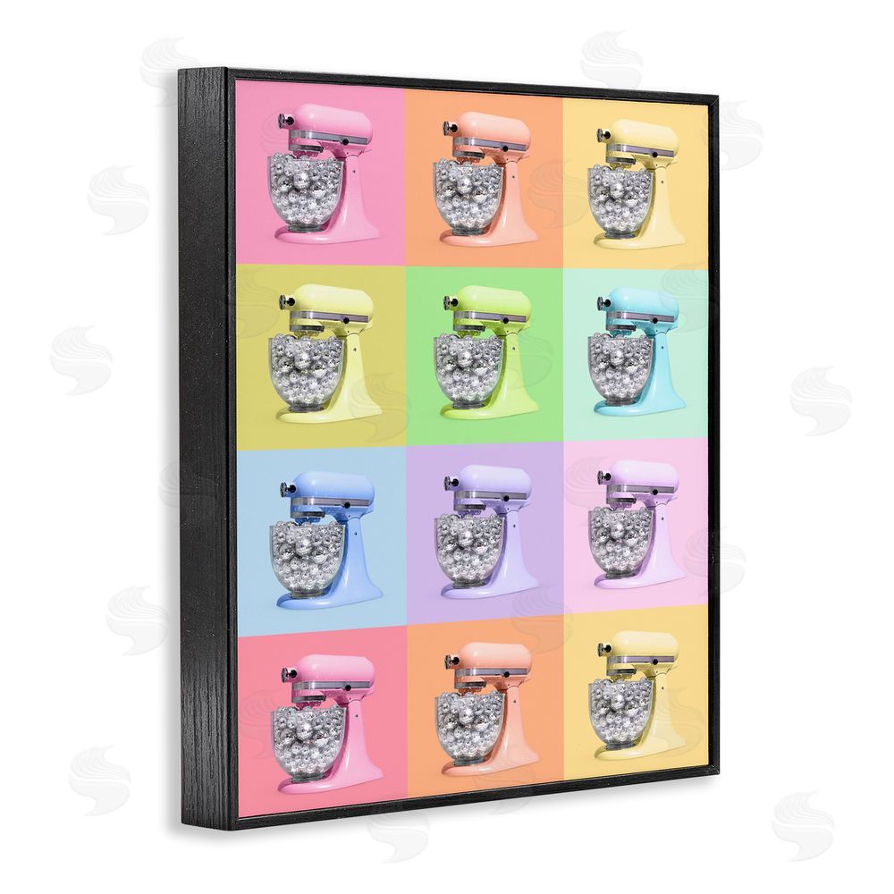 LISH Creative Disco Ball Kitchen Mixer Collage Black Framed Giclee Wall Art Print