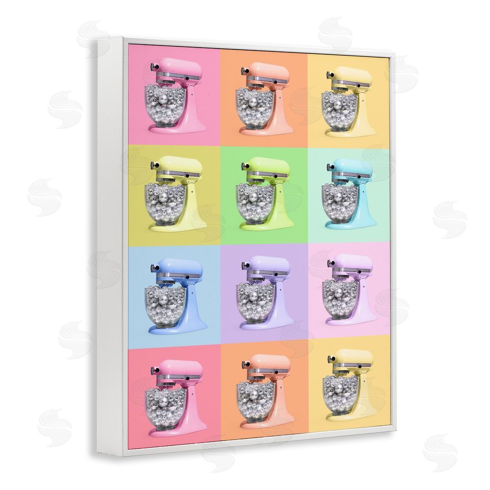 LISH Creative Disco Ball Kitchen Mixer Collage White Framed Giclee Wall Art Print
