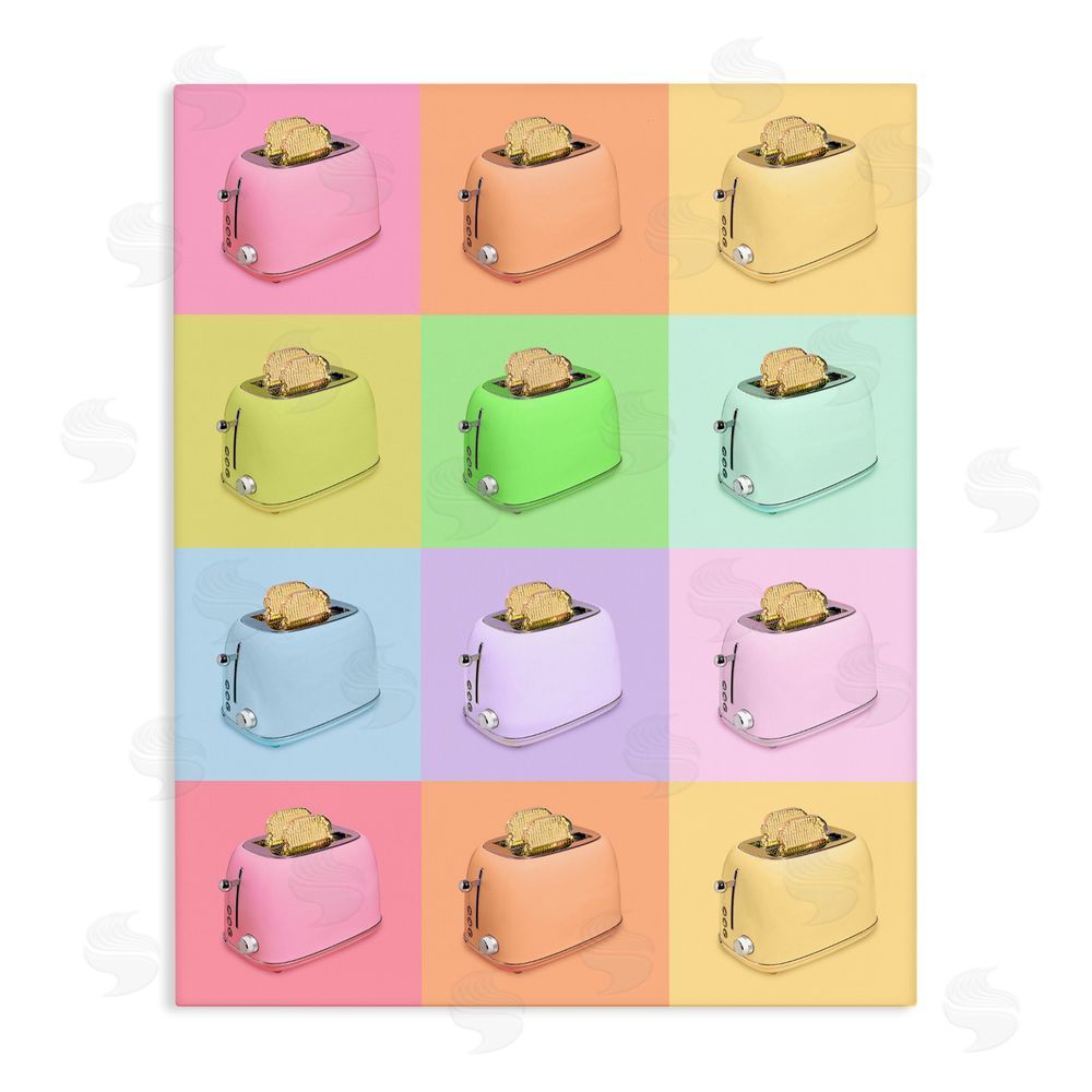LISH Creative Golden Disco Toaster Collage Stretched Canvas Wall Art