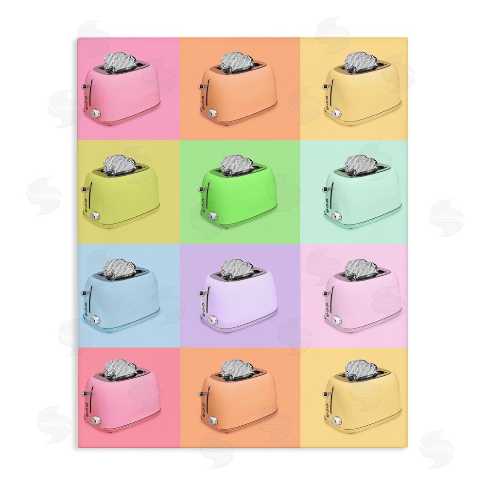 LISH Creative Disco Toaster Oven Collage Stretched Canvas Wall Art