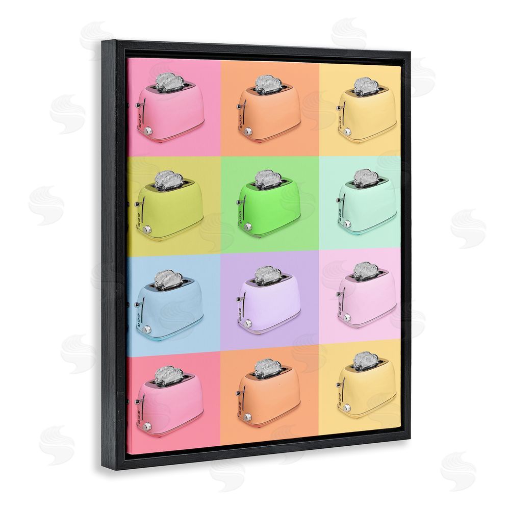 LISH Creative Disco Toaster Oven Collage Black Floating Frame Canvas Wall Art Print