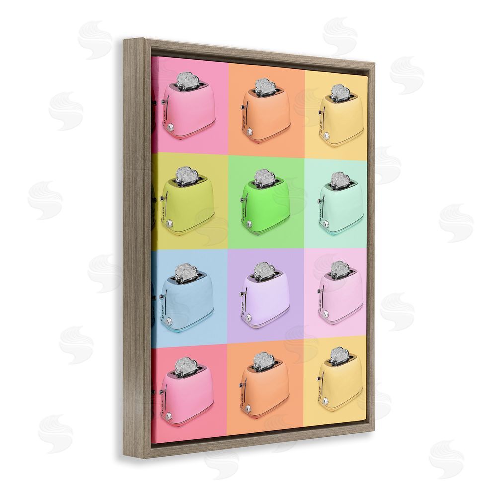 LISH Creative Disco Toaster Oven Collage Brown Floating Frame Canvas Wall Art Print