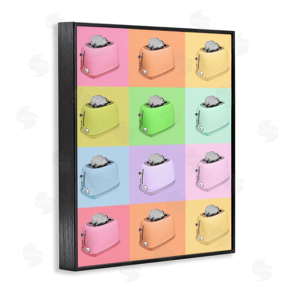 LISH Creative Disco Toaster Oven Collage Black Framed Giclee Wall Art Print