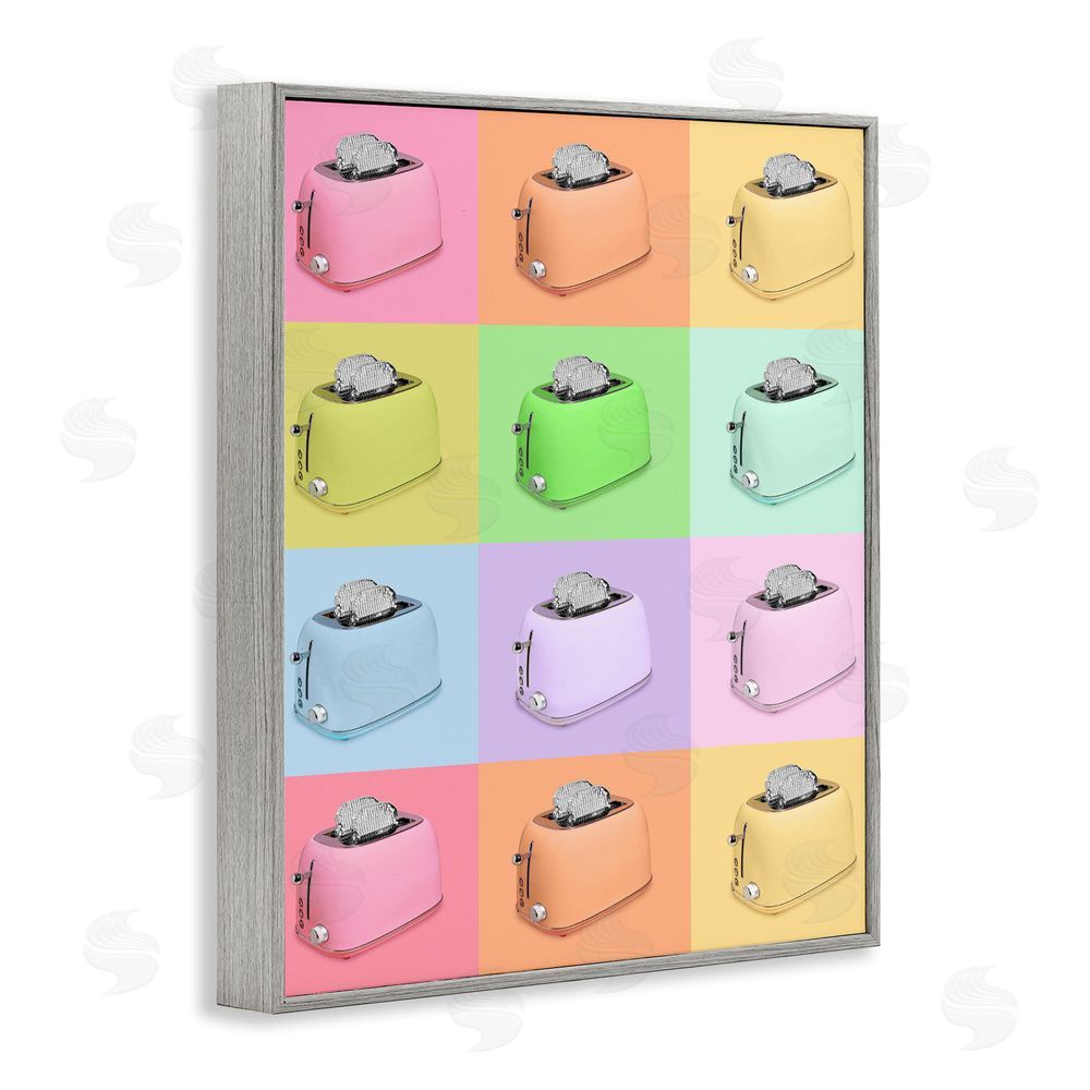 LISH Creative Disco Toaster Oven Collage Gray Framed Giclee Wall Art Print