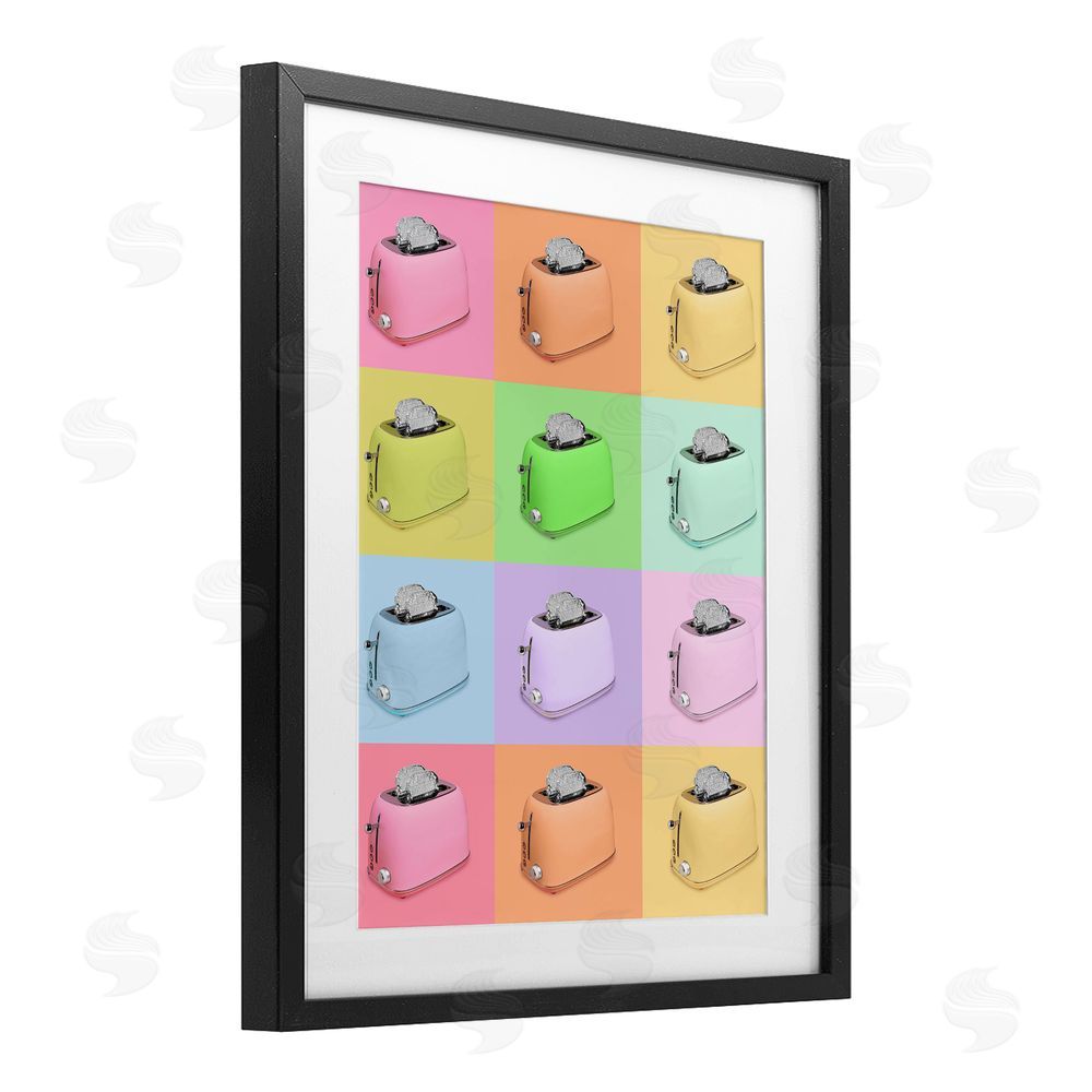 LISH Creative Disco Toaster Oven Collage Black Framed Print Under Glass Wall Art