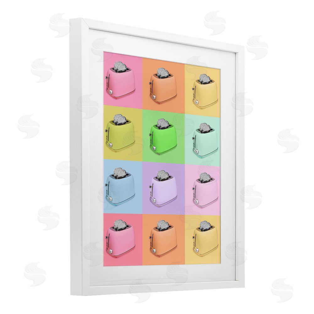 LISH Creative Disco Toaster Oven Collage White Framed Print Under Glass Wall Art