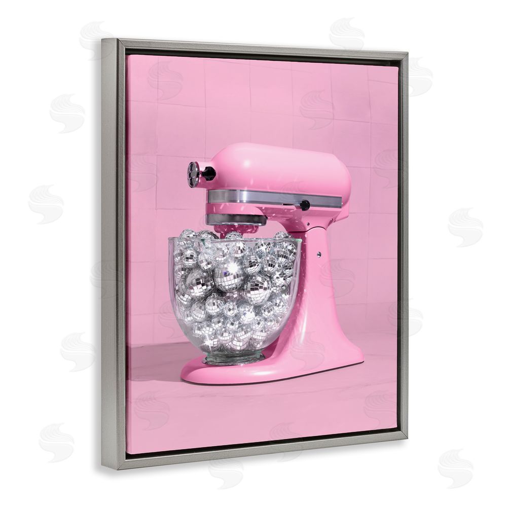 LISH Creative Disco Kitchen Mixer over Pink Gray Floating Frame Canvas Wall Art Print