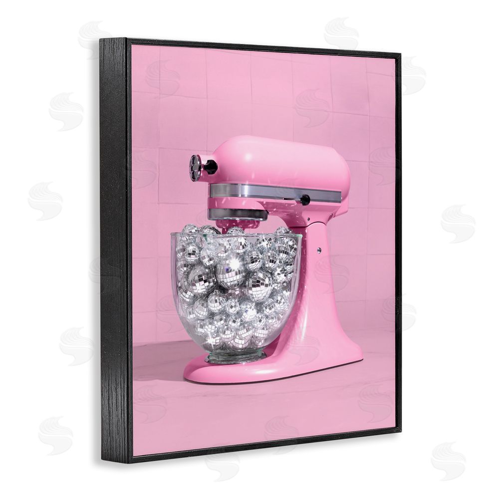 LISH Creative Disco Kitchen Mixer over Pink Black Framed Giclee Wall Art Print