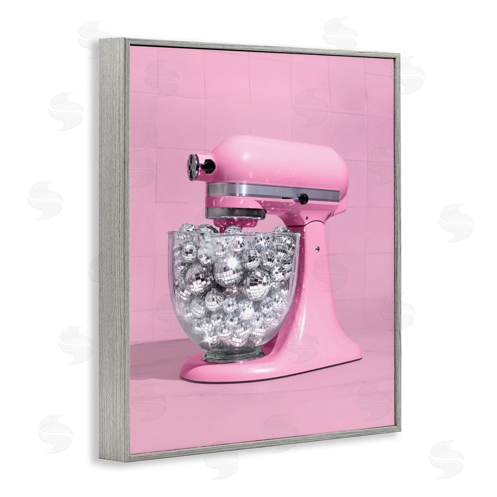 LISH Creative Disco Kitchen Mixer over Pink Gray Framed Giclee Wall Art Print