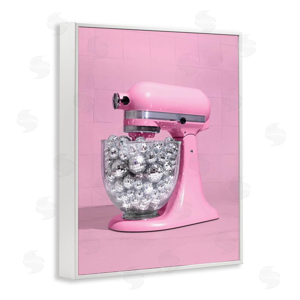 LISH Creative Disco Kitchen Mixer over Pink White Framed Giclee Wall Art Print