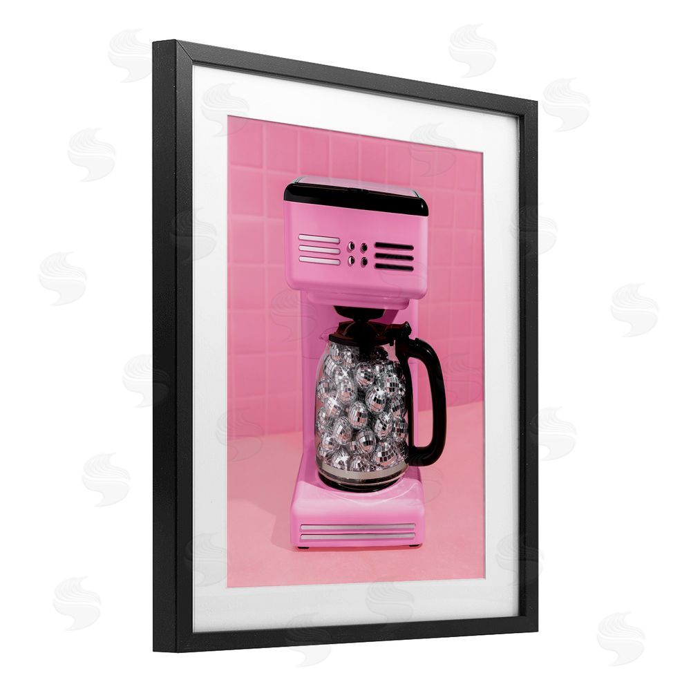 LISH Creative Disco Coffee Over Pink Black Framed Print Under Glass Wall Art