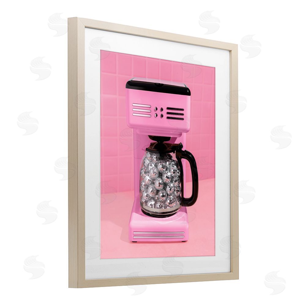 LISH Creative Disco Coffee Over Pink Brown Framed Print Under Glass Wall Art
