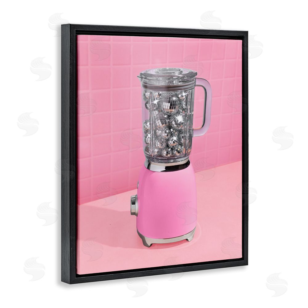 LISH Creative Disco Drink Blender over Pink Black Floating Frame Canvas Wall Art Print