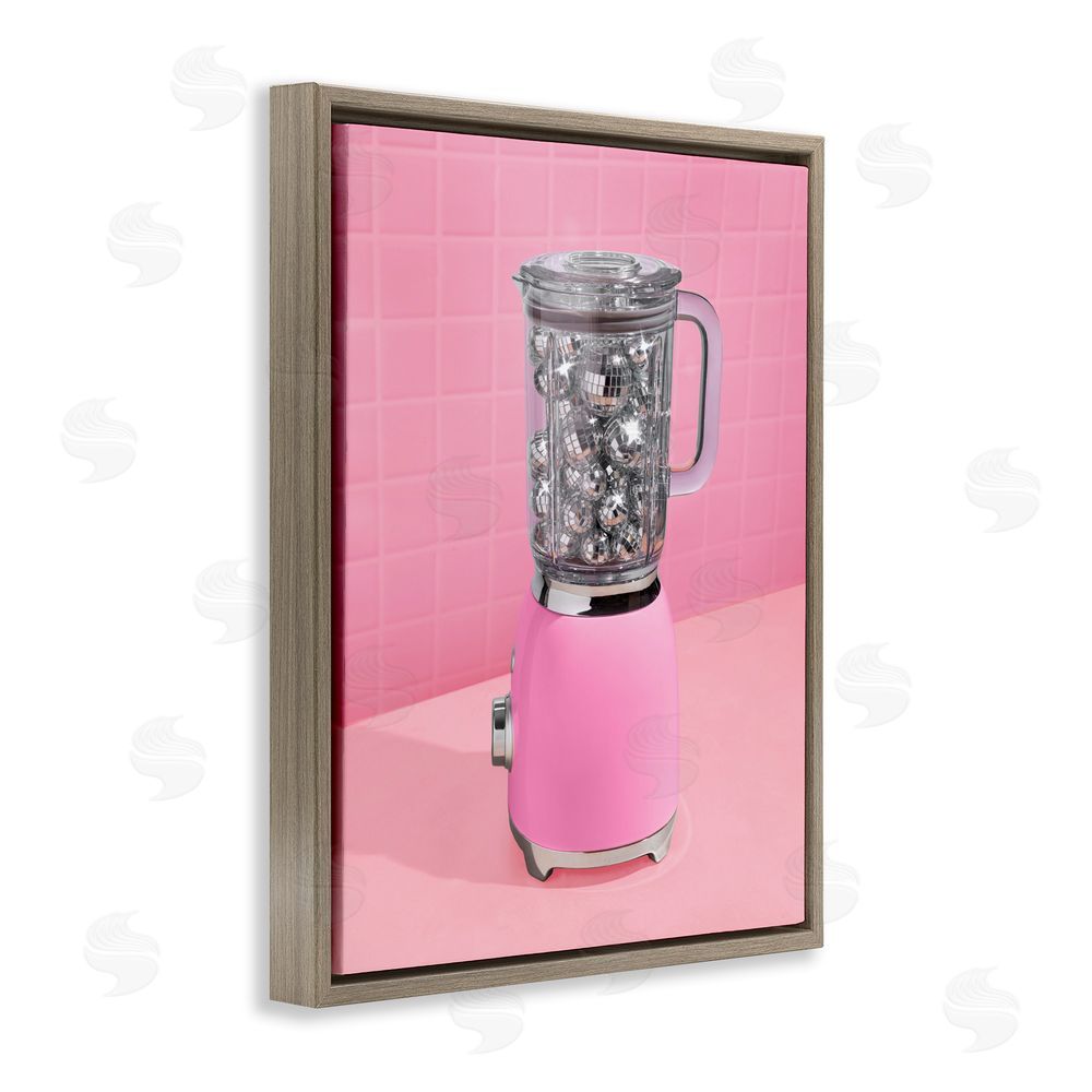 LISH Creative Disco Drink Blender over Pink Brown Floating Frame Canvas Wall Art Print