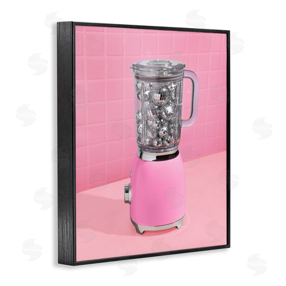 LISH Creative Disco Drink Blender over Pink Black Framed Giclee Wall Art Print