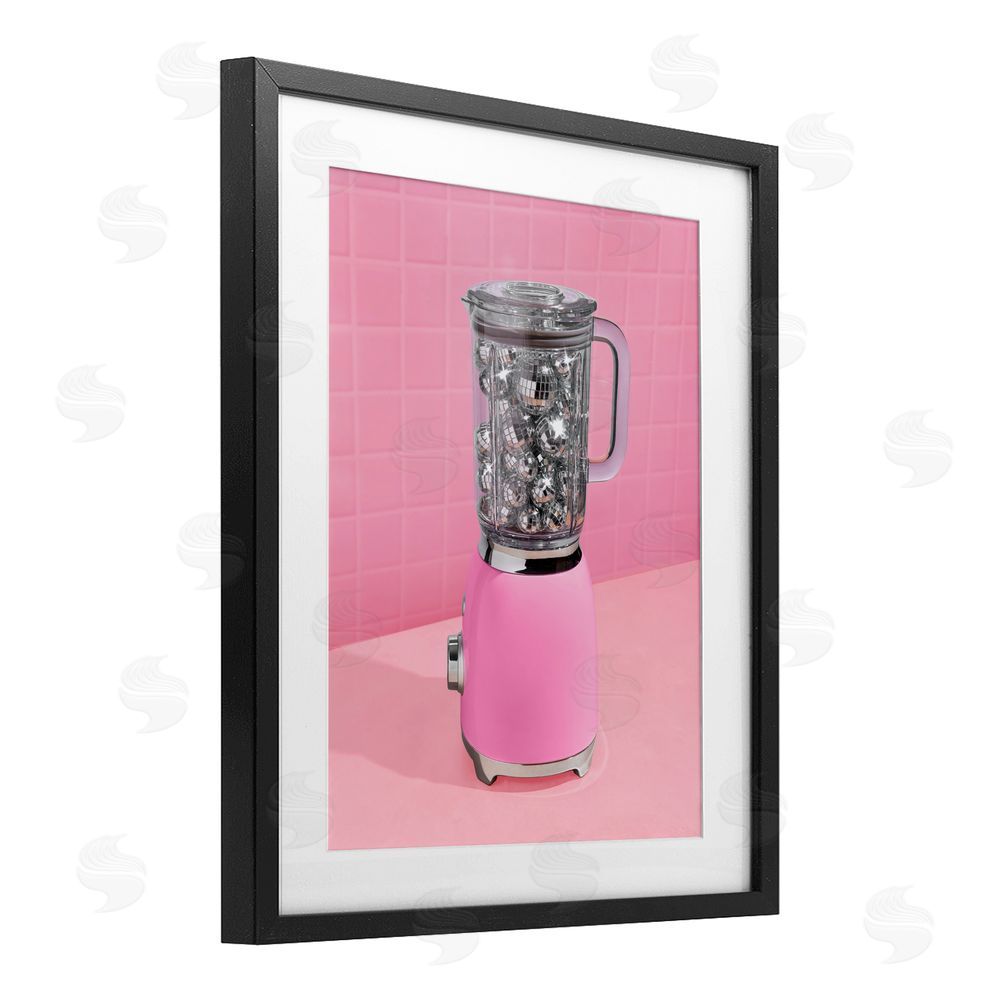 LISH Creative Disco Drink Blender over Pink Black Framed Print Under Glass Wall Art