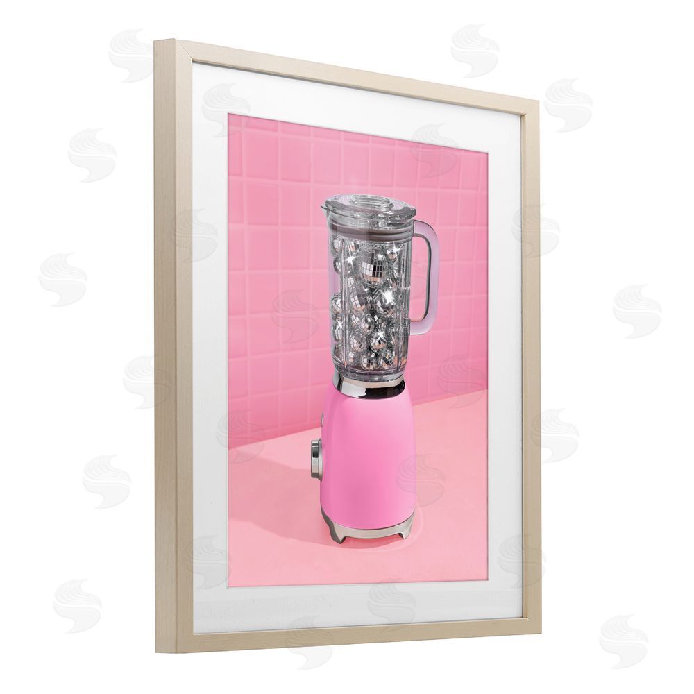 LISH Creative Disco Drink Blender over Pink Brown Framed Print Under Glass Wall Art