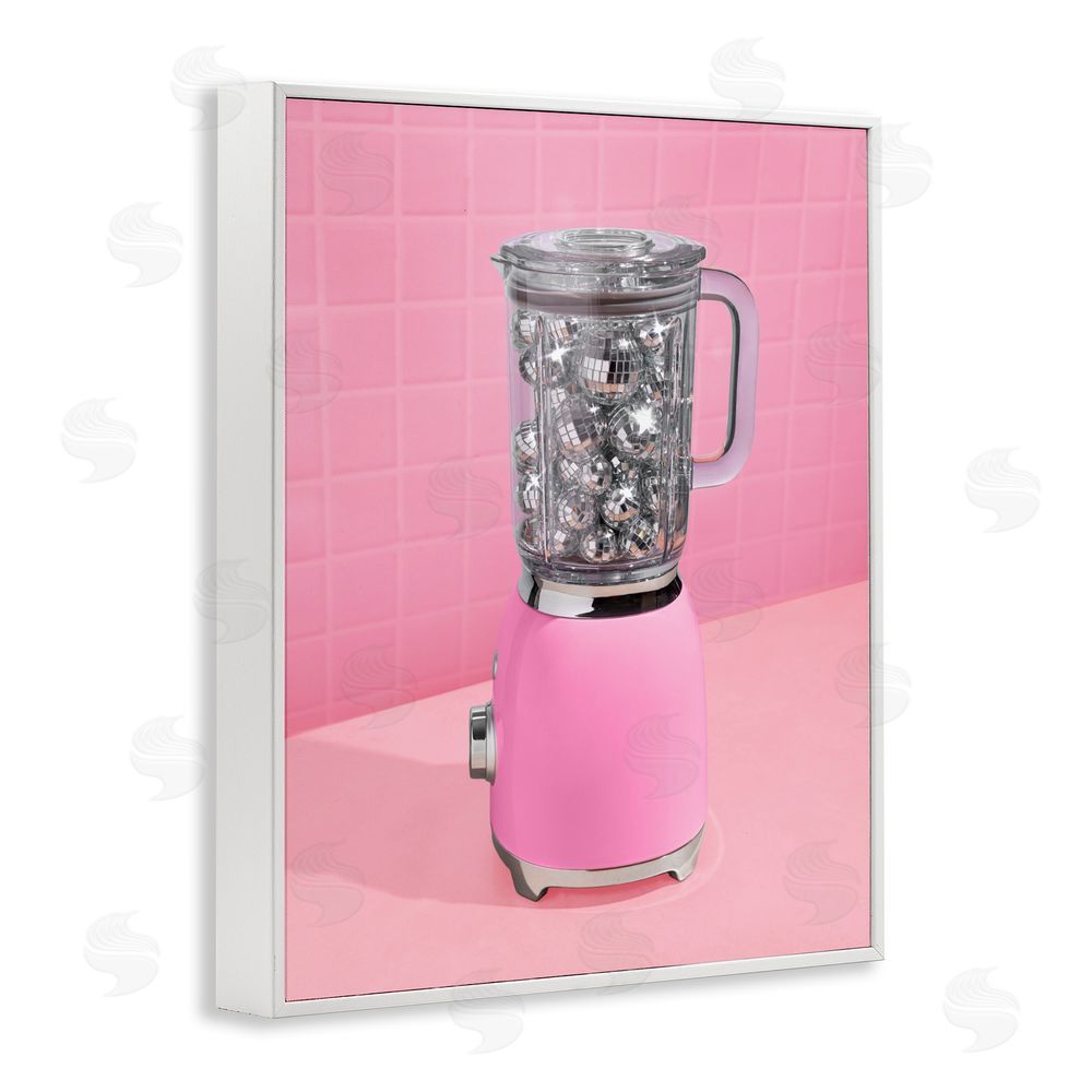 LISH Creative Disco Drink Blender over Pink White Framed Giclee Wall Art Print