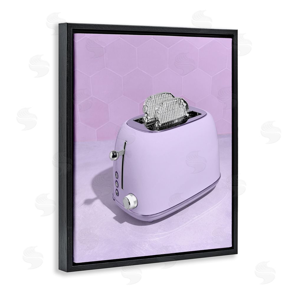 LISH Creative Disco Toast over Purple Black Floating Frame Canvas Wall Art Print